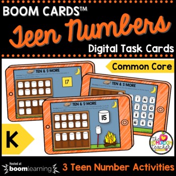 Preview of Counting Teen Numbers 11-20 Math Activities Camping Boom Cards™