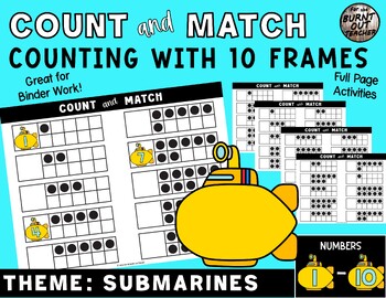 Preview of Counting Ten Frames Count 1-10 Binder Work Assessment Centers Math Sensory Bin