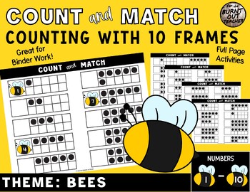 Preview of Counting Ten Frames Count 1-10 Binder Work Assessment Centers Math Sensory Bin