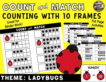 Preview of Counting Ten Frames Count 1-10 Binder Work Assessment Centers Math Sensory Bin