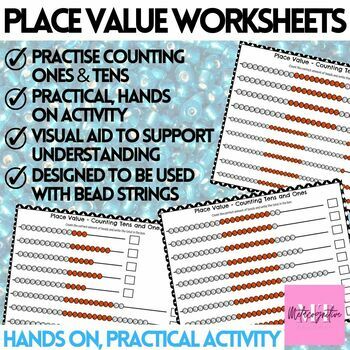 Tens and Units worksheets using beaded string