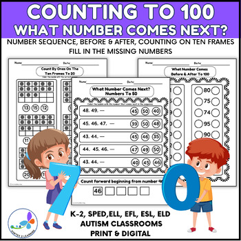 Preview of Counting To 100: What Number Comes Next? Sequence, Before and After & Ten Frames