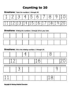 Counting To 20 by Monkey Mischief Classroom | TPT