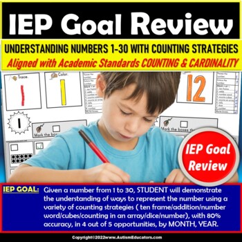 Preview of Counting To 30 Worksheet Review Packet for IEP Goals Special Education Autism