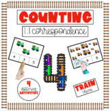 Counting Trains - 1:1 Correspondence - Task Cards - Hands-on!