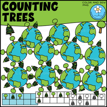 Preview of Counting Trees Around Earth Clipart with Ten Frames