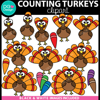 Preview of Counting Turkey Feathers Clipart | Thanksgiving Counting Clipart | Fall Clipart