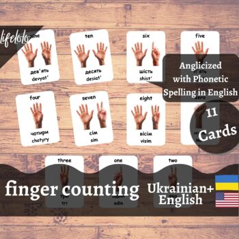 Preview of Counting - UKRAINIAN Flash Cards | Finger Counting | 11 Bilingual Flash Cards