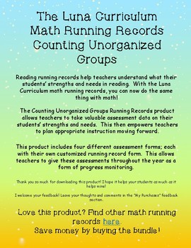 Counting Unorganized Groups - Math Running Record by Luna Curriculum