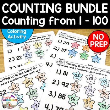 Preview of Counting Up From 1 - 100 Worksheet Bundle - K.CC.2
