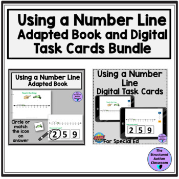 Preview of Counting Using a Number Line Adapted Book and Boom Cards Special Education