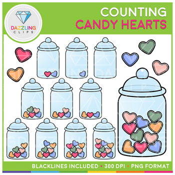Preview of Counting Valentine Candy Hearts Clip Art