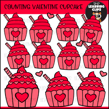 Preview of Counting Valentine Cupcake Clipart