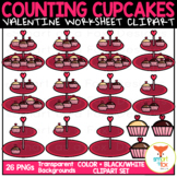 Counting Valentine's Day Cupcakes Math Clip Art Commercial Use