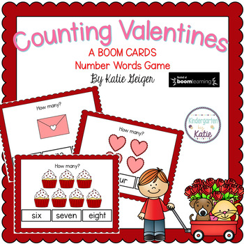 Preview of Counting Valentines BOOM CARDS Number Words