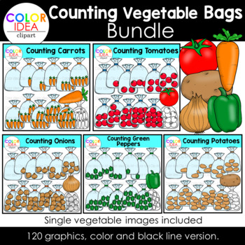 Preview of Counting Vegetable Bags Bundle