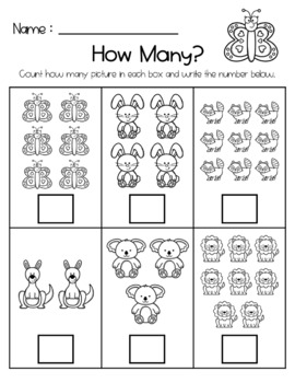 Counting With Pictures Worksheets Bundle by Organika Studio | TpT