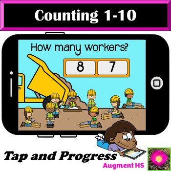 Preview of Counting Workers Construction Theme 1-10 on Boom Cards™/ Subitising/Subitizing