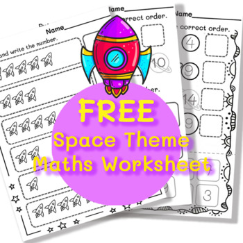 Preview of Counting Worksheet l Space Theme Counting Activities