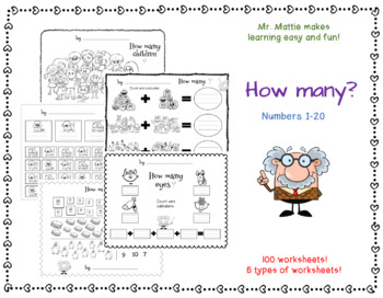 Preview of Counting Worksheets Numbers from 1 to 20