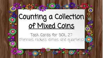 Preview of Counting a Collection of Mixed Coins Task Cards