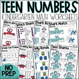 Counting and Building Teen Numbers Kindergarten Worksheets