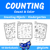 Counting and Color Objects Worksheets - Kindergarten