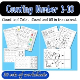 Counting and Coloring Number 1 to 10 | Math worksheets