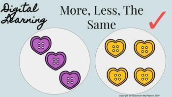 Preview of Counting and Comparing Quantity In Kindergarten: More, Less, The Same. Digital.