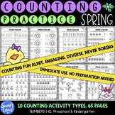 Counting and Number Practice 1-10 worksheets Spring