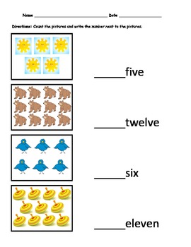 Preview of Counting and Number recognition 1-20