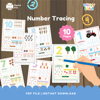 Preview of Counting and Writing 1-10, Handwriting Practice PDF, Number Tracing, Learn Numbe