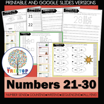 Preview of Counting and Writing Numbers 21 to 30 - Printable & Digital - Distance Learning