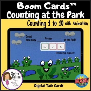 Preview of Counting at the Park, 1 -10 with Animation, Kindergarten, Boom Cards™️ Earth