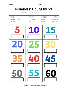 Counting by 1's, 5's & 10s Review Worksheets | TPT