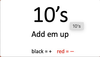 Preview of Counting by 10's negative numbers graphically