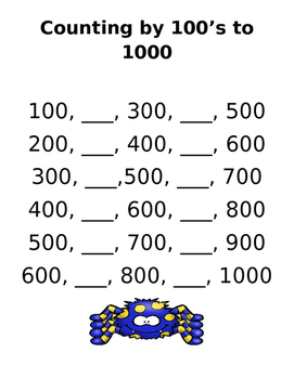 Preview of Skip Counting by 100's to 1000 Freebie