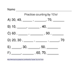 Counting by 10s 1-100 Worksheets