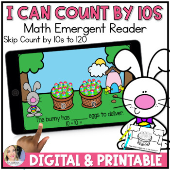 Preview of Counting by 10s Digital Activity with Printable version | Easter Eggs