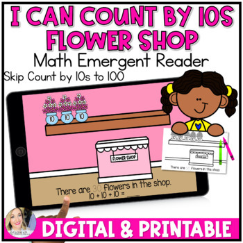 Preview of Counting by 10s Digital Activity with Printable version | Flower shop