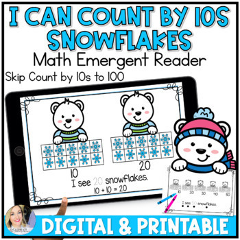 Preview of Counting by 10s Digital Activity with Printable version | Snowflakes