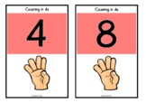 Counting in 4s on Fingers/Hands Picture Set/Flash Cards| N