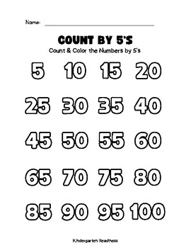Preview of Counting by Five's Pre-K/Kindergarten Worksheet