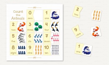 Preview of ♥ 0-10 Animals counting cards. Count the Animals. numbers cards. Arithmetic.