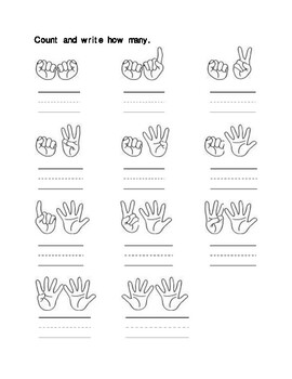 Counting fingers worksheets by jer | Teachers Pay Teachers