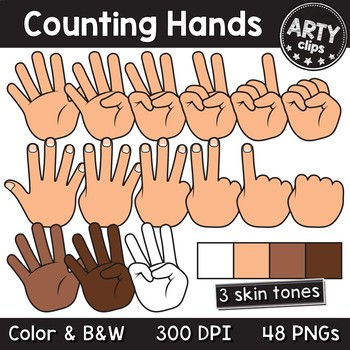 Preview of Counting hands fingers clipart - Maths BUNDLE (48 PNG) {Arty Clips}