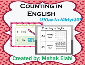 Preview of Counting in English (1 to 30) one to thirty