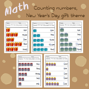 Preview of Counting numbers, New Year's Day gift theme
