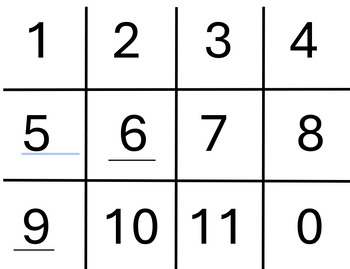 Preview of Counting numbers in order or matching 0-11 cards