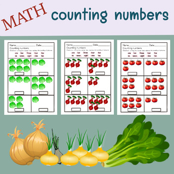 Preview of Counting numbers (one to ten) , Vegetable theme